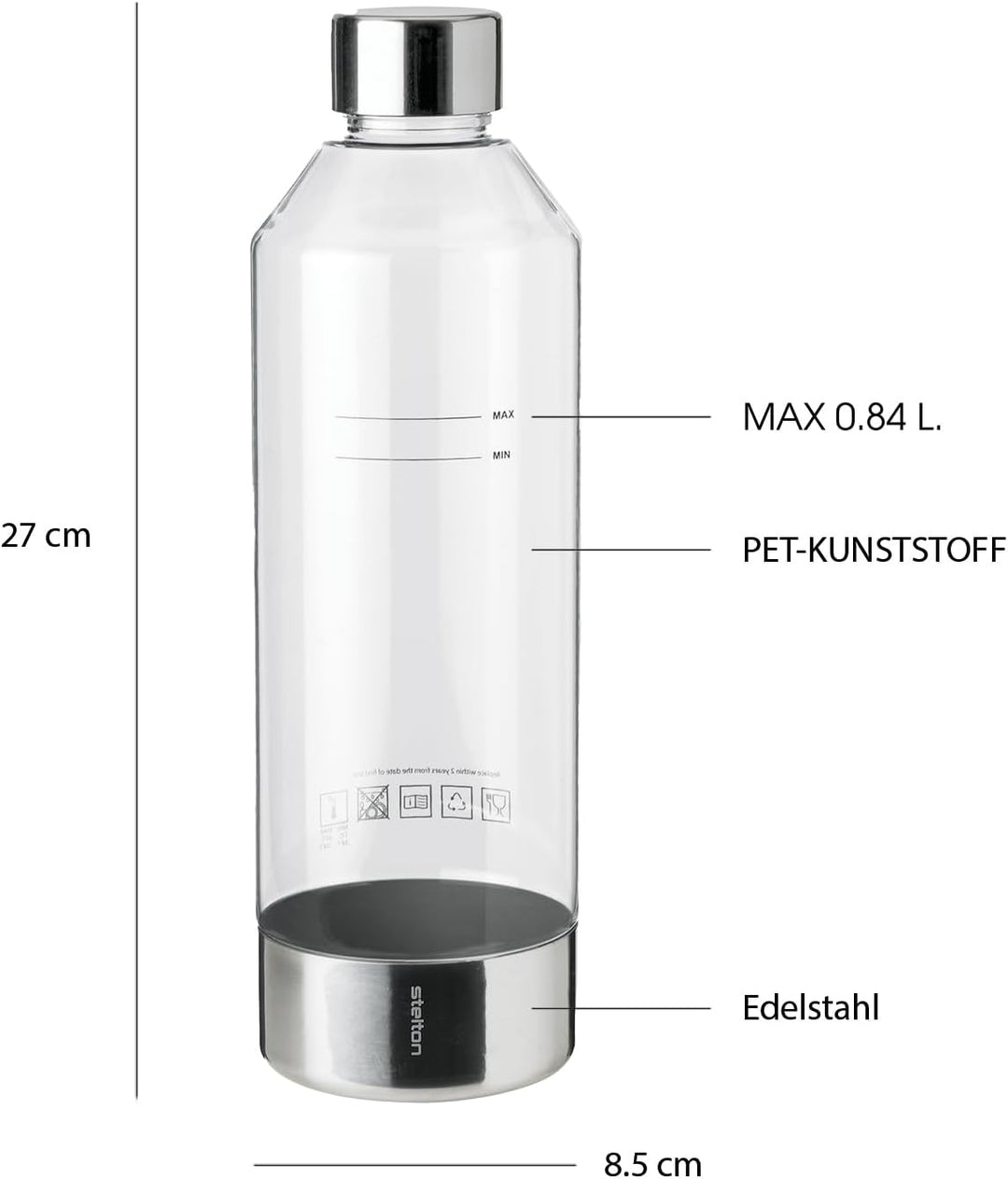 Stelton Brus Wassersprudler Flasche Steel