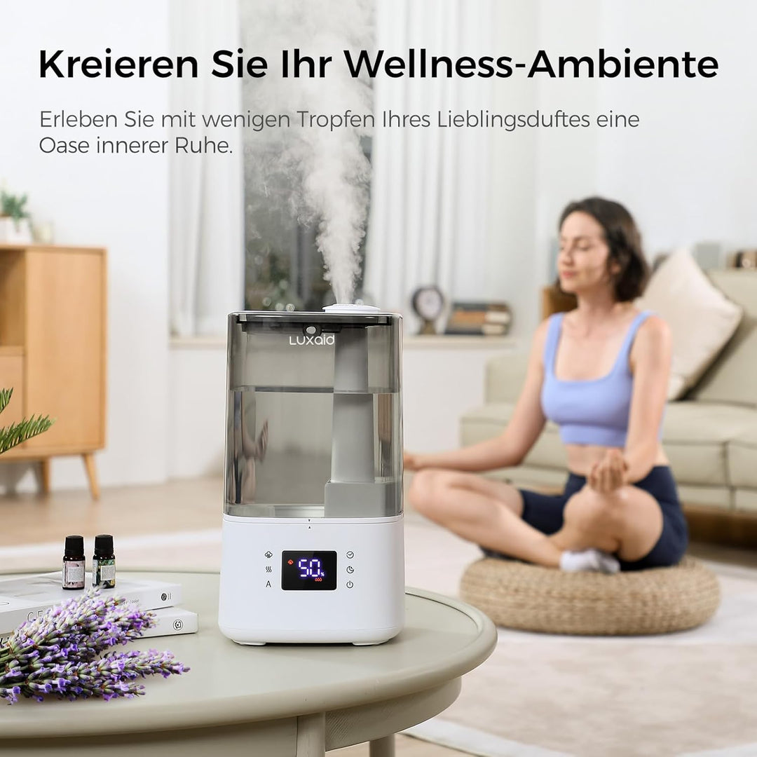 6L Luxaid Warm- und Kaltnebel Luftbefeuchter Schlafzimmer Grosse Räume mit Fernbedienung & Hygrostat