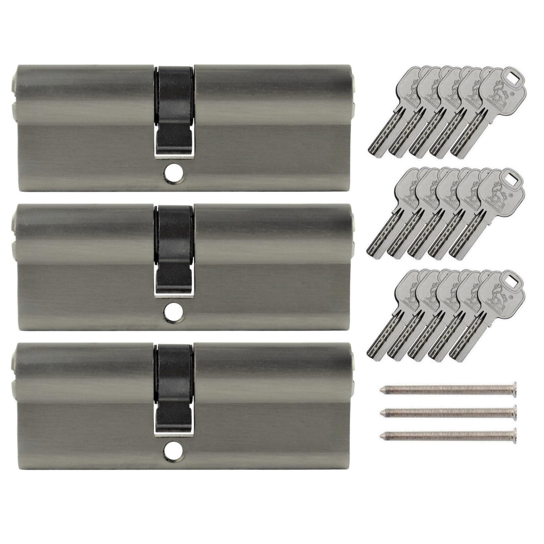 3x Profilzylinder 85 mm 40/45 gleichschliessend inkl. 15 Schlüssel