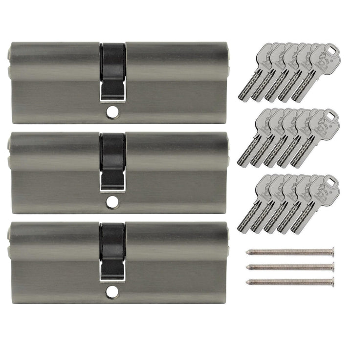 3x Profilzylinder 85 mm 40/45 gleichschliessend inkl. 15 Schlüssel