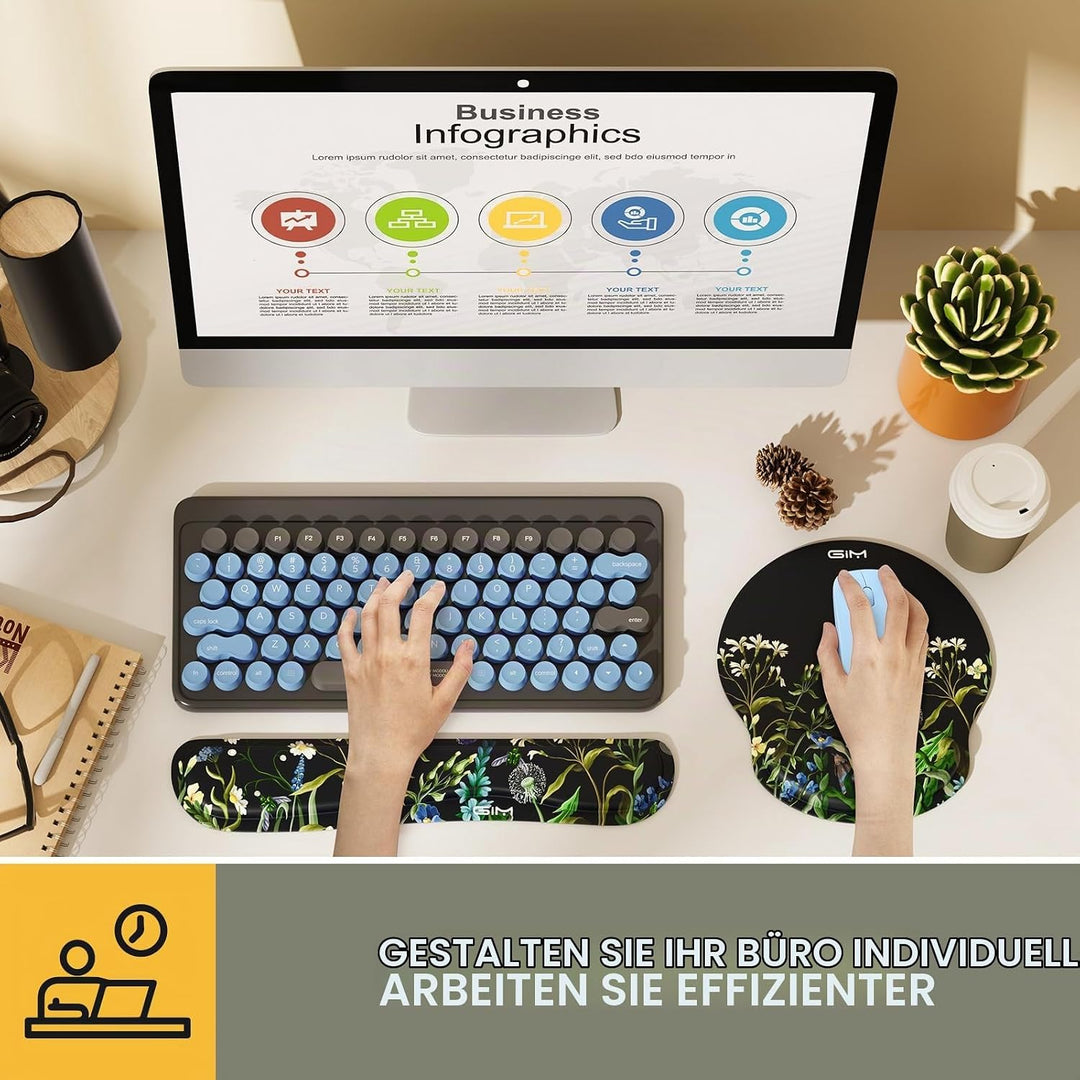 GIM Mauspad Gelkissen Mousepad mit Handauflage GIM Ergonomisches Mauspad Tastatur Handgelenkauflage