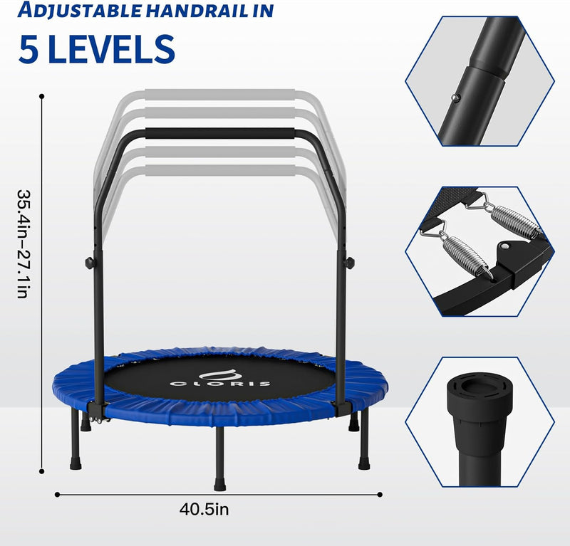 CLORIS 101,6 cm faltbares Fitness-Trampolin – maximale Belastung 400lb, Mini-Rebounder mit verstellb