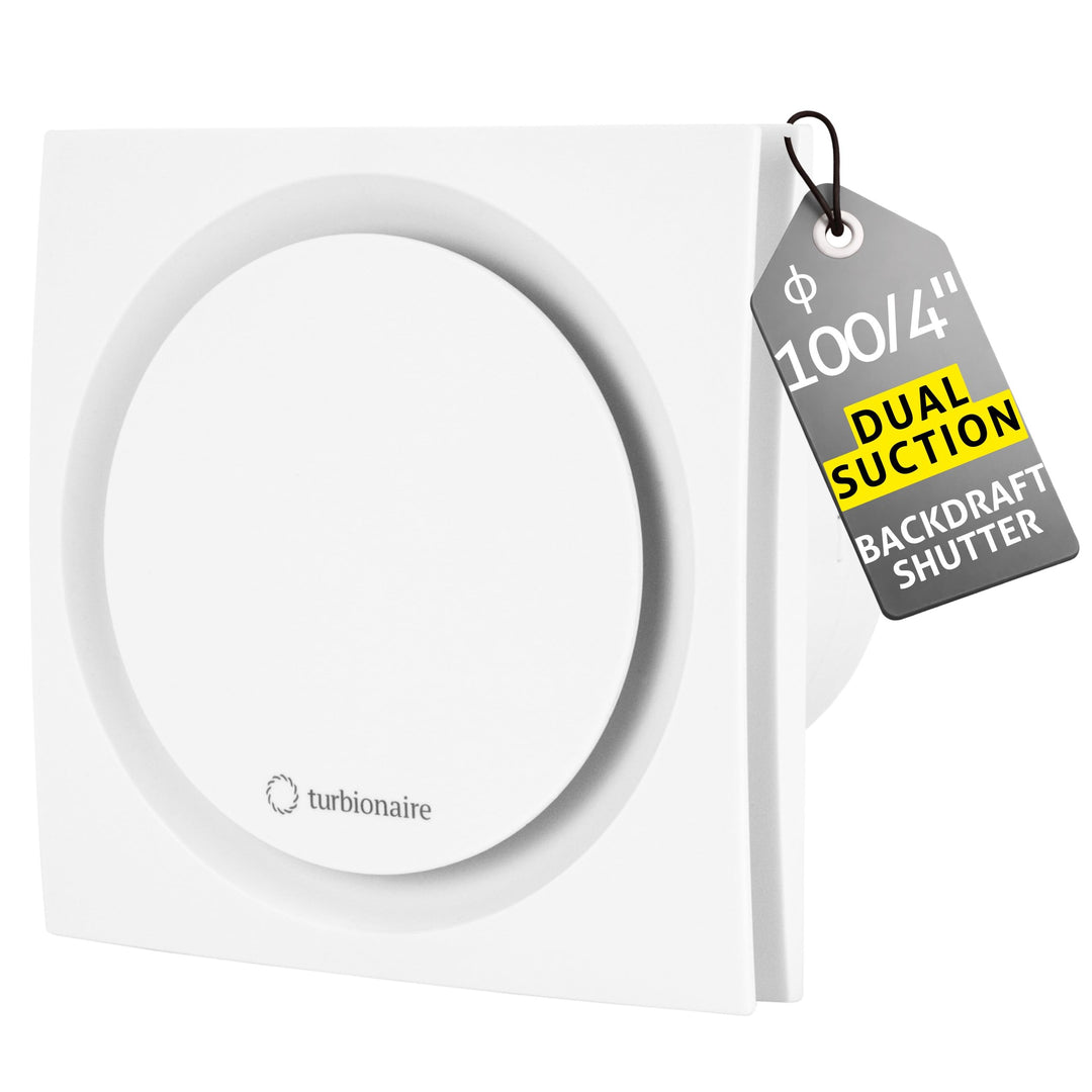 Turbionaire RING 100 SW Badlüfter Fan, Doppelte Ansaugung und Vorderseite, 100 mm, Weiss, Nichtrückk