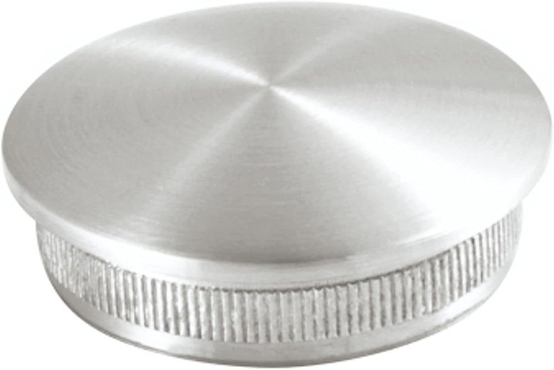 4 x Edelstahl Endkappe, Rohrverschluss,Rohrstopfen, leicht gewölbt, konvex mit Rändel für Ø 42,4 mm