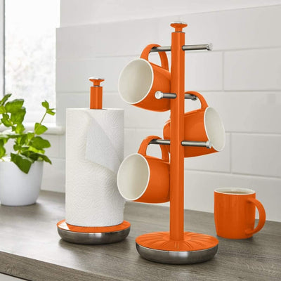 SWAN SWKA1054ON Handtuchstange und Becherbaum mit 6 Zweigen, Retro-Design, Orange, Orange