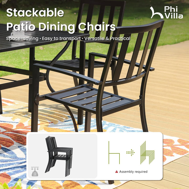 PHIVILLA Gartentisch und Stühle 4er Set Terrassentisch Stühle Metall Outdoor Bistro Gartenmöbel Sets