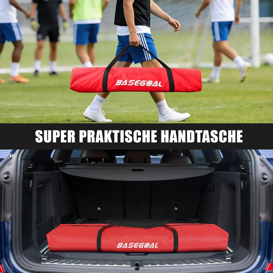 Fussballtor Outdoor [180cm/240cm/365cm], Faltbares Fussballtor Garten & Training mit Koordinationsle