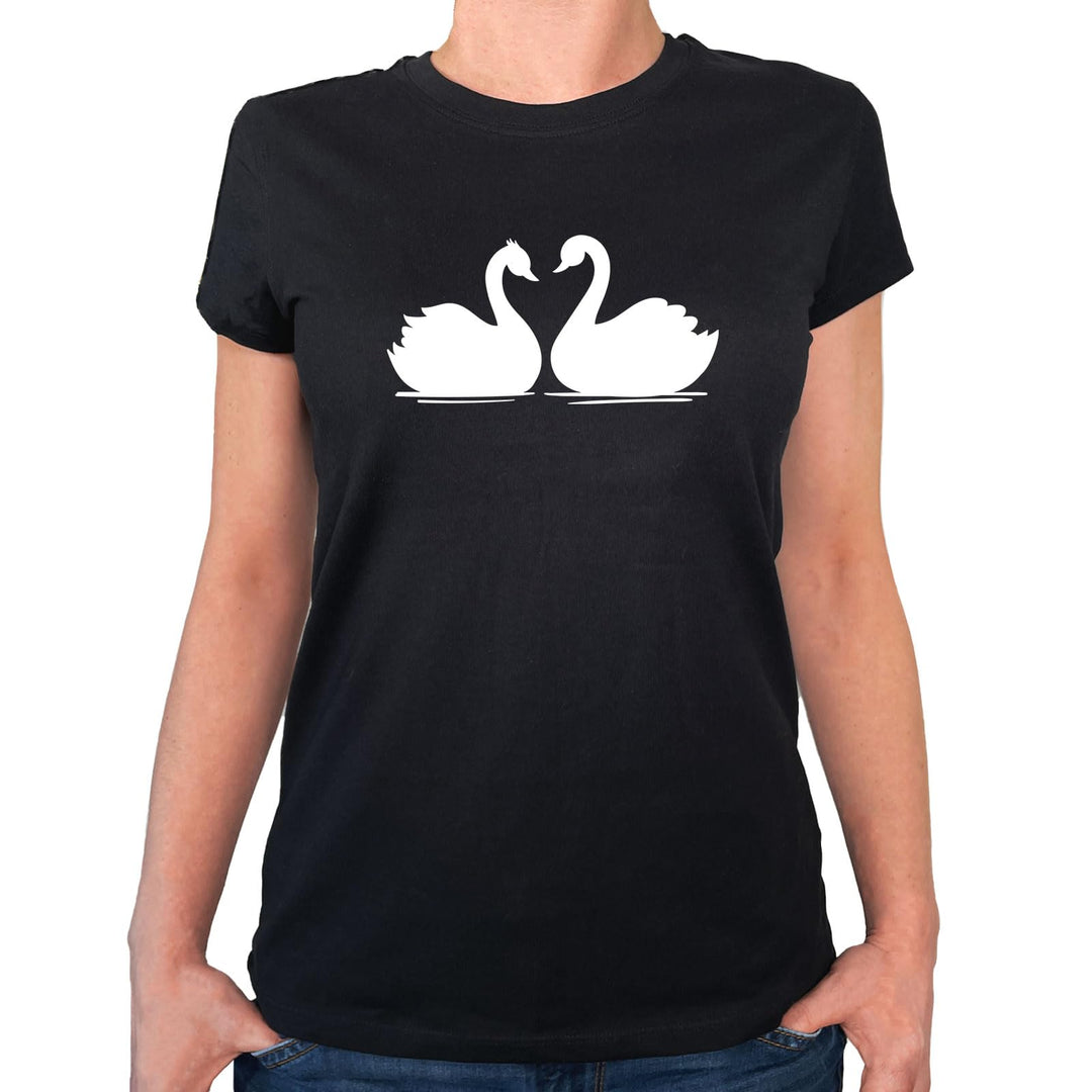 Huuraa Damen T-Shirt Schwan Pärchen Bio Baumwolle Fairtrade Oberteil Grösse XS-XXL mit Motiv für all