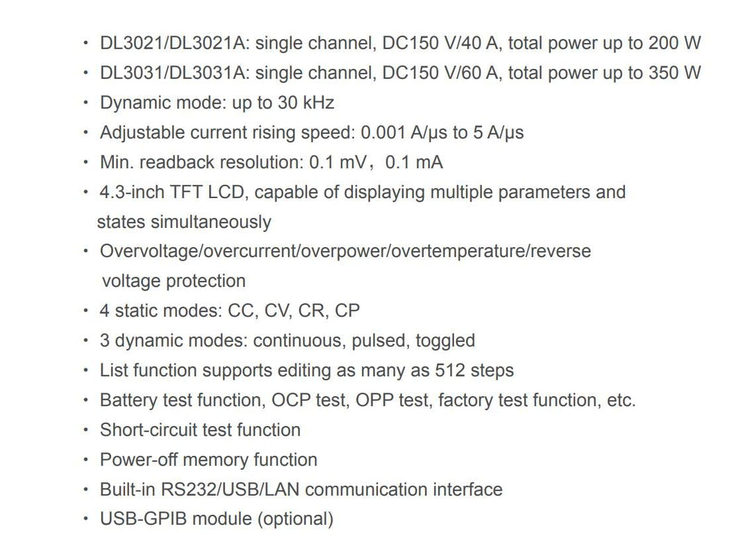RIGOL DL3031A Programmierbare DC-Last, 1 CH, DC150 V/60 A, 350 W; Stromanstiegsgeschwindigkeit: 0,00