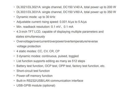 RIGOL DL3031A Programmierbare DC-Last, 1 CH, DC150 V/60 A, 350 W; Stromanstiegsgeschwindigkeit: 0,00