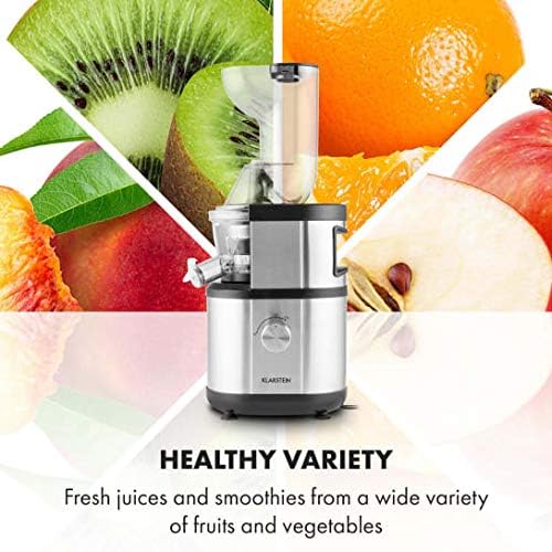 Klarstein Fruitberry, Entsafter, vertikale Saftpresse, extrem feine Edelstahl-Mikrosieb, Slow Juicer