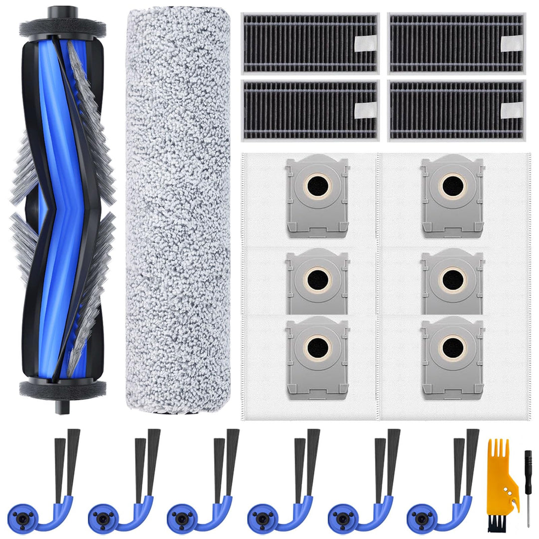 20 Stück Zubehör für Ecovacs Deebot X9 Pro Omni Staubsauger, 1 Hauptbürste, 1 Reinigungswalze, 4 Fil