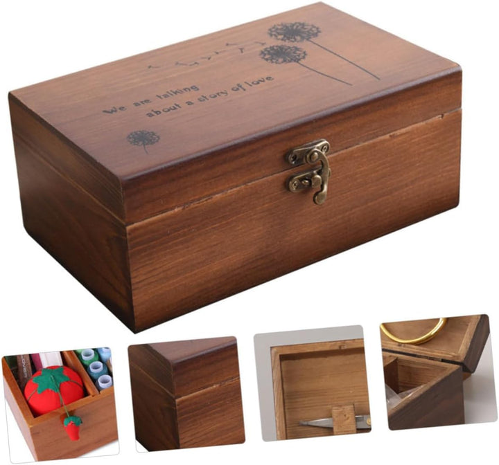 MAGICLULU Holz Aufbewahrungsbox mit Deckel Retro Stil Umweltfreundlich Langlebige Holztruhe für Nähz