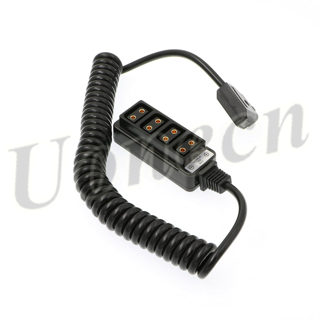 Uonecn Fotografie-Spiralkabel D-Tap B-Typ Stecker auf 4 Port D-Tap Buchse für Anton Bauer V-Mount Ba