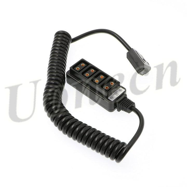 Uonecn Fotografie-Spiralkabel D-Tap B-Typ Stecker auf 4 Port D-Tap Buchse für Anton Bauer V-Mount Ba