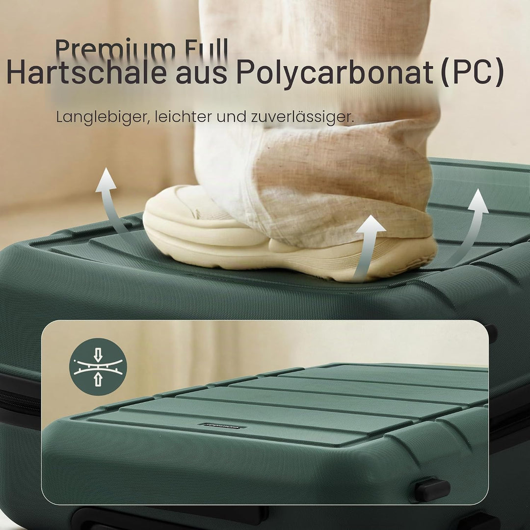 SHOWKOO Kofferset 3 Teilig Hartschale Leicht ABS+PC Erweiterbar Reisekoffer Haltbar Trolley Handgepä
