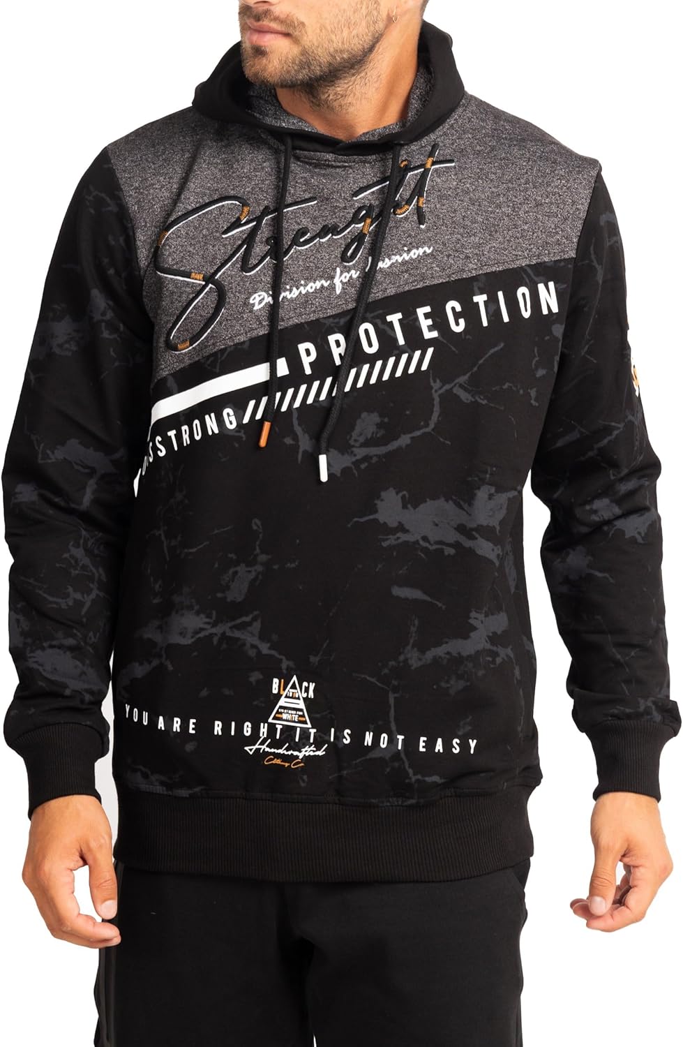Subliminal Mode Herren-Kapuzen-Sweatshirt, langärmlig, zweifarbig, mit Tasche, lässiger Stil, Basic,
