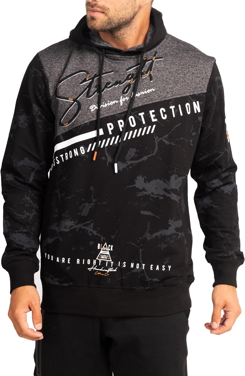 Subliminal Mode Herren-Kapuzen-Sweatshirt, langärmlig, zweifarbig, mit Tasche, lässiger Stil, Basic,