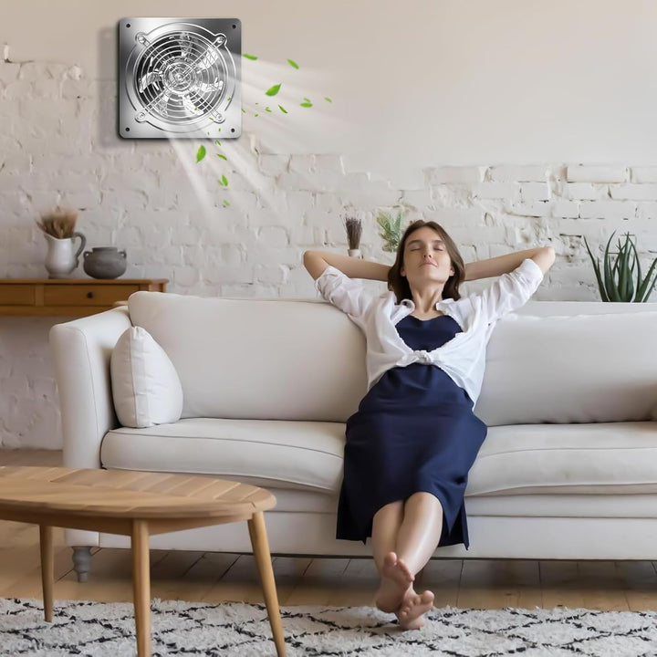 Aicharynic Abluftventilator 150mm mit Rückstauklappe, 525m³/h Wandventilator leise mit EU-Stecker –
