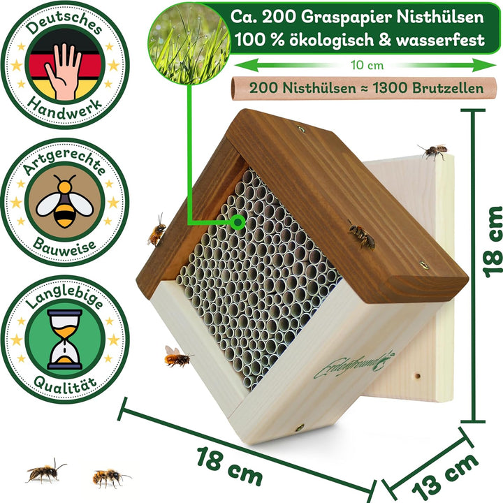 ERDENFREUND® Wildbienenhotel regenfeste Graspapier Nisthülsen 5-8 mm für mehrere Arten Insektenhotel