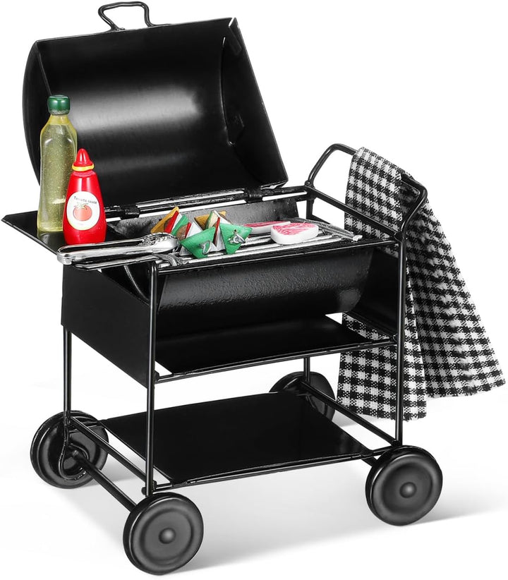 DECHOUS Miniatur Grill 1:12 FüR Puppenhaus KüChe: Mini Grill Spielzeug, Realistisches Miniaturgrills