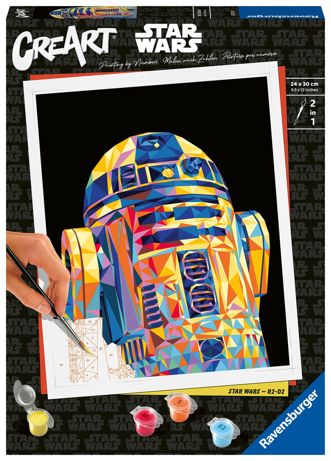 Ravensburger CreArt 23730 - R2-D2 - Star Wars Malen nach Zahlen Erwachsene, DIY Malset mit Pinsel un