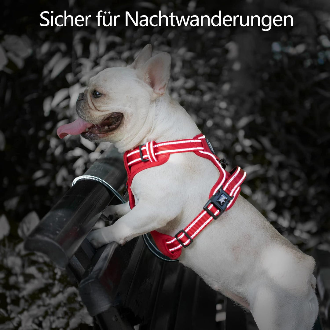 PoyPet Hundegeschirr ohne Zug, Reflektierendes Hundegeschirr für mittelgrosse Hunde ohne Würgen, ver