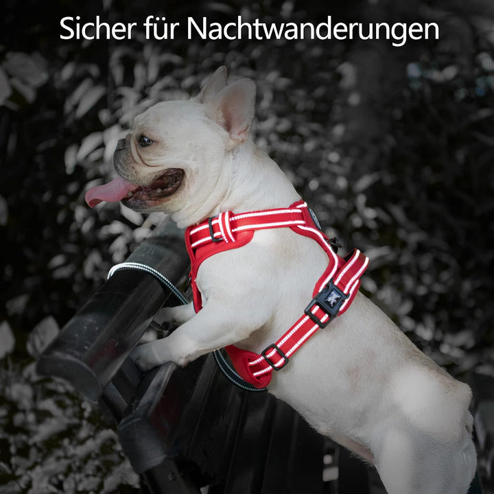 PoyPet Hundegeschirr ohne Zug, Reflektierendes Hundegeschirr für mittelgrosse Hunde ohne Würgen, ver