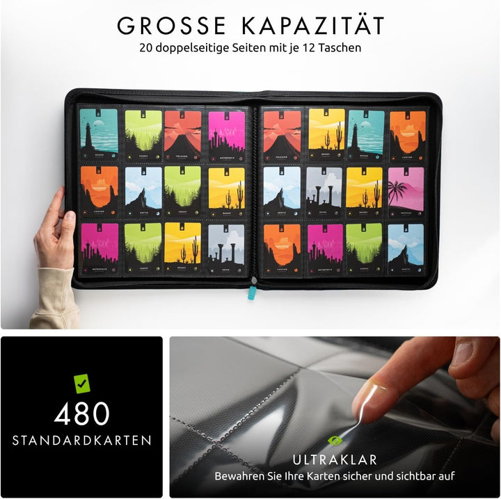 Vault X Premium eXo-Tec Zip Heftmappe - 12 Fächer Sammelkarten Trading Cards Mappe - 480 Fächer mit