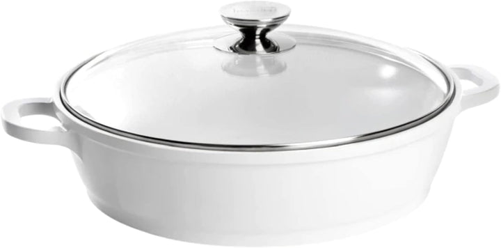 Berndes 032169 Vario Click Induction White Schmorkasserolle mit Glasdeckel 32 cm