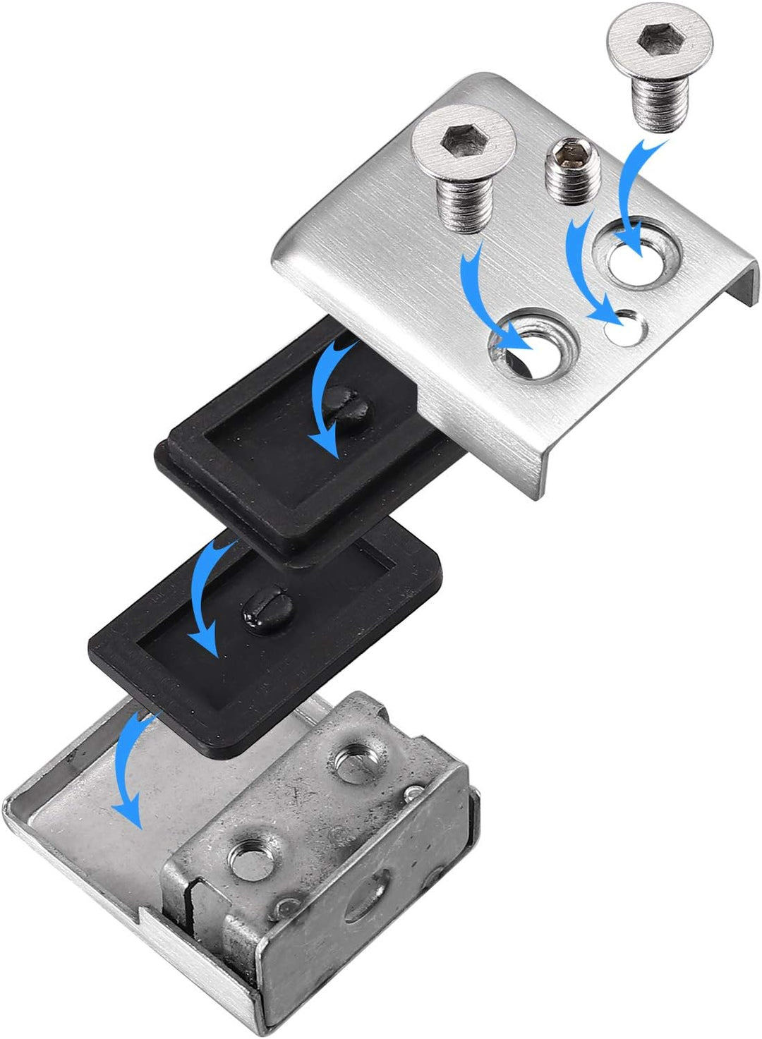 AUTOUTLET 8x Glashalter Set, Quadrat Edelstahl Klemmhalter, 9/10mm Glasklemme, Eckig Verstellbare Gl