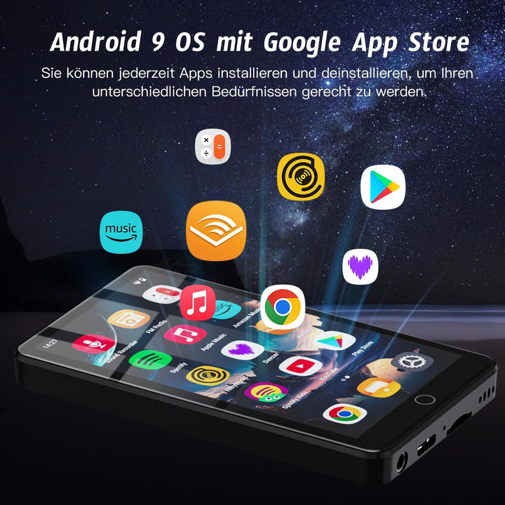 144GB MP3 Player mit WiFi & Bluetooth, 4.02“ IPS HD Touch Screen, MP4 Player mit Lautsprechern, Musi