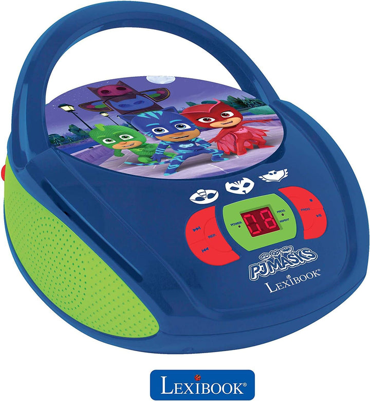Lexibook PJMAsks Boombox CD-Player, AUX-Eingangsbuchse, AC-Betrieb oder Batterie, Blau/Schwarz, RCD1
