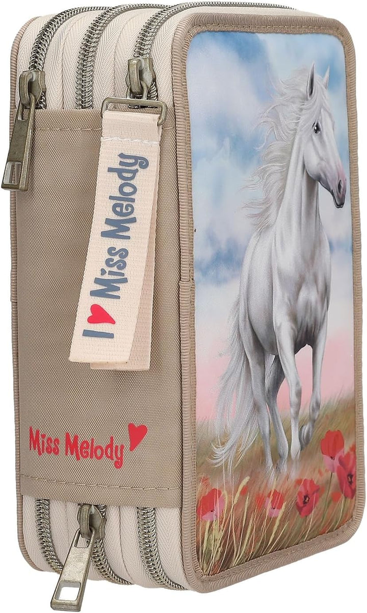 Depesche 13341 Miss Melody 3 Fach Federtasche Poppy Sand