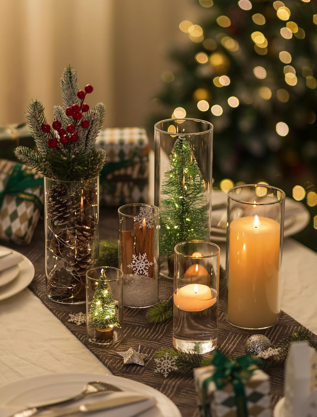 Windlicht Glas Kerzenhalter Kerzenständer Glaszylinder：Romadedi 3er Set Windlichter für Kerzen Stump