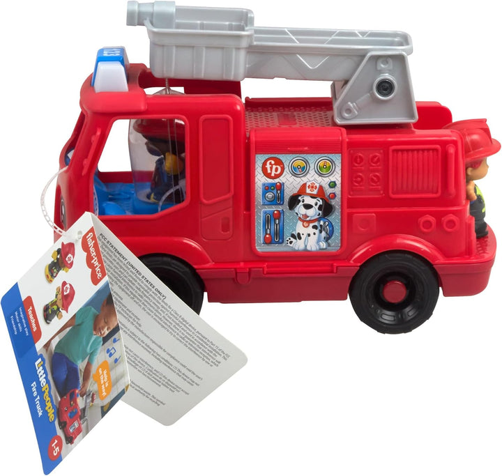 Fisher-Price Little People Spielzeug-Feuerwehrauto zum Schieben für Kleinkinder, mit Musik und 2 Fig
