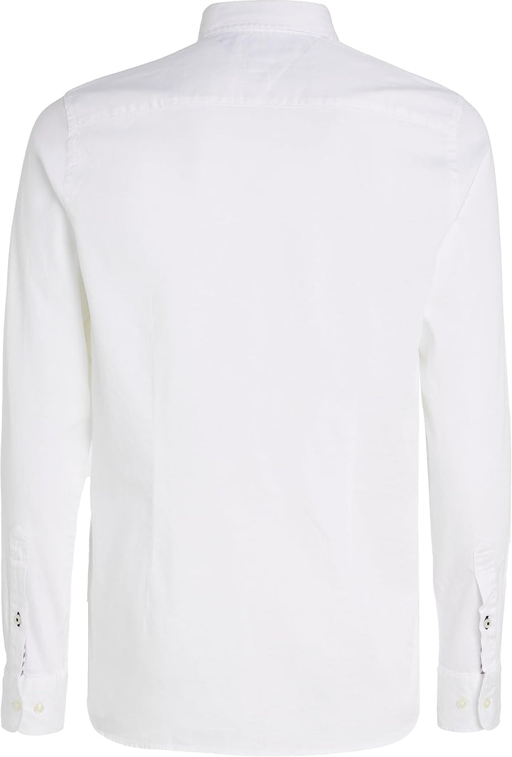 Tommy Hilfiger Herren Hemd Core Flex Dobby Langarm M Weiss (White), M Weiss (White)
