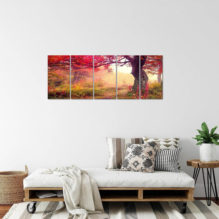 Runa Art Bild Wald Landschaft Wandbilder auf Vlies Leinwand 5 Teilig Wanddekoration Schlafzimmer Woh