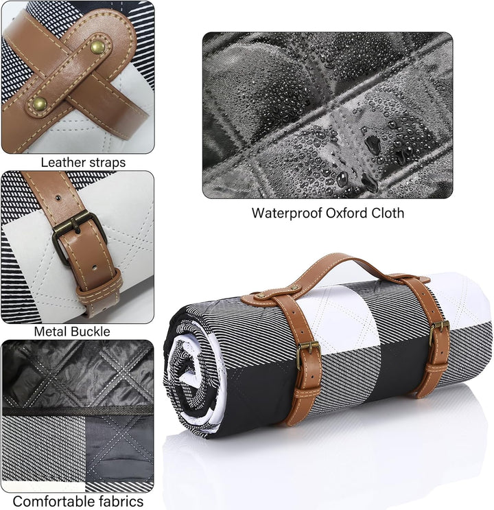 Picknickdecke 200 x 200cm,Gitter Picknickdecke Wasserdicht,Tragbare Waschbar Extra Grosse Stranddeck