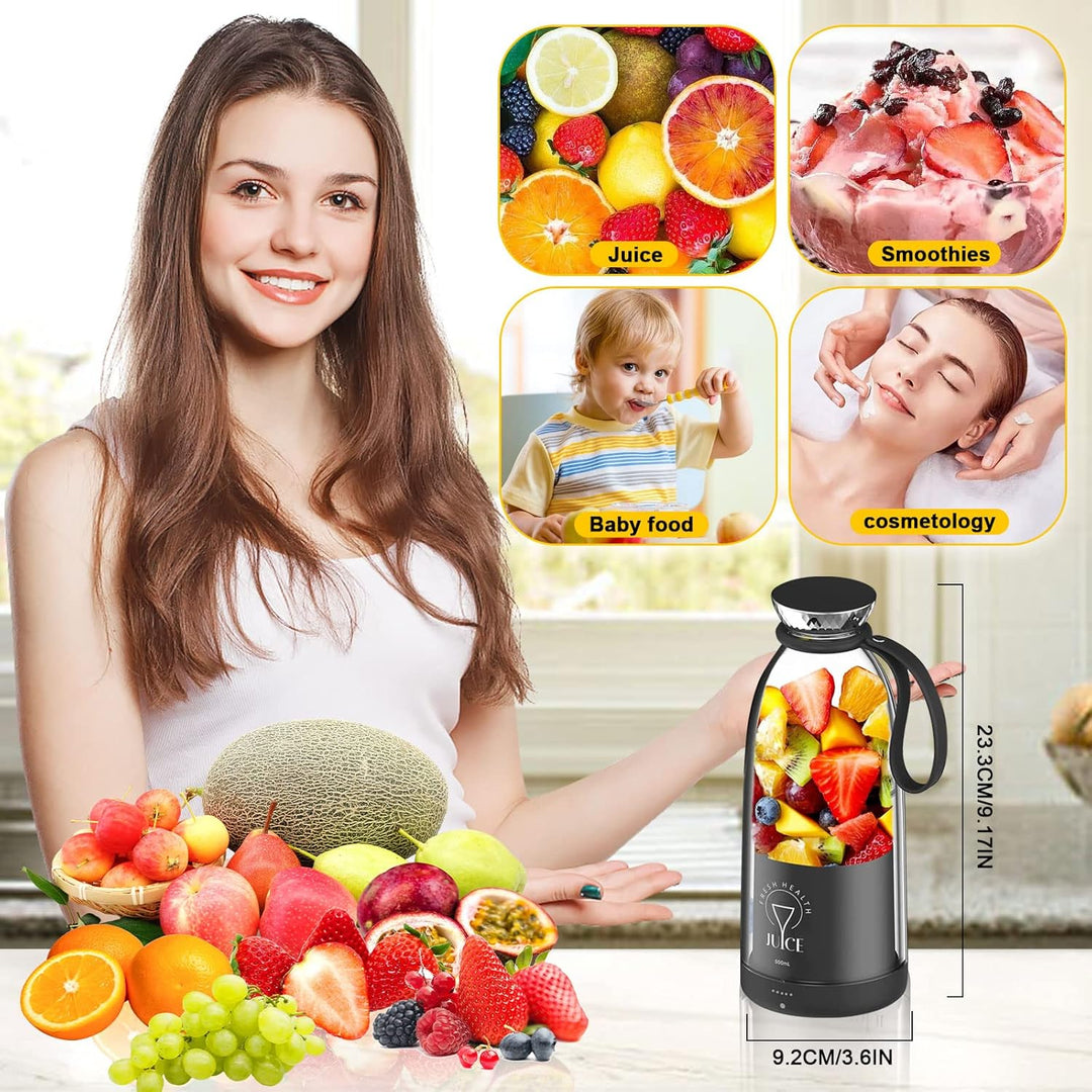 Mixer Smoothie Maker,500ml Tragbarer Mixer,Wiederaufladbarer Mini-Mixer,Juice Mixer Flasche,Multifun