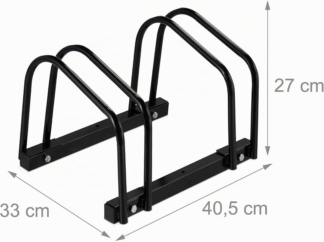 Relaxdays Fahrradständer, für 2 Fahrräder, aus Metall, mit Montagematerial für Boden, HxBxT: 27 x 40