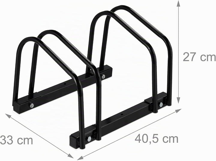 Relaxdays Fahrradständer, für 2 Fahrräder, aus Metall, mit Montagematerial für Boden, HxBxT: 27 x 40
