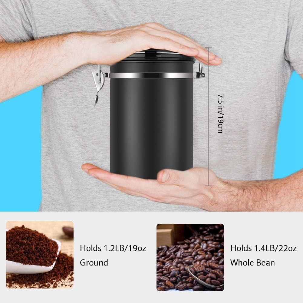 Jeffergarden Kaffeekanister 1,8 L Edelstahl Grosser Behälter Luftdicht für Gemahlenes Stahlpulver Bo