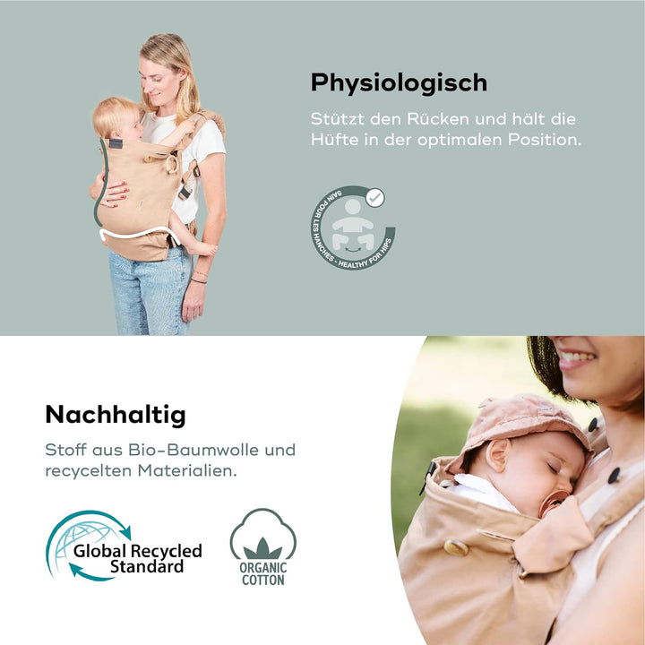 Babymoov Babytrage Moov & Boost Hazelnut beige - ergonomisch, für Babys und Kleinkinder, bis 20 kg H
