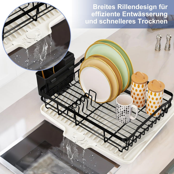 Abtropfmatte Silikon, Abtropfmatte Geschirr mit Effektiver Wasserumleitung,Rutschfestem und Hitzebes