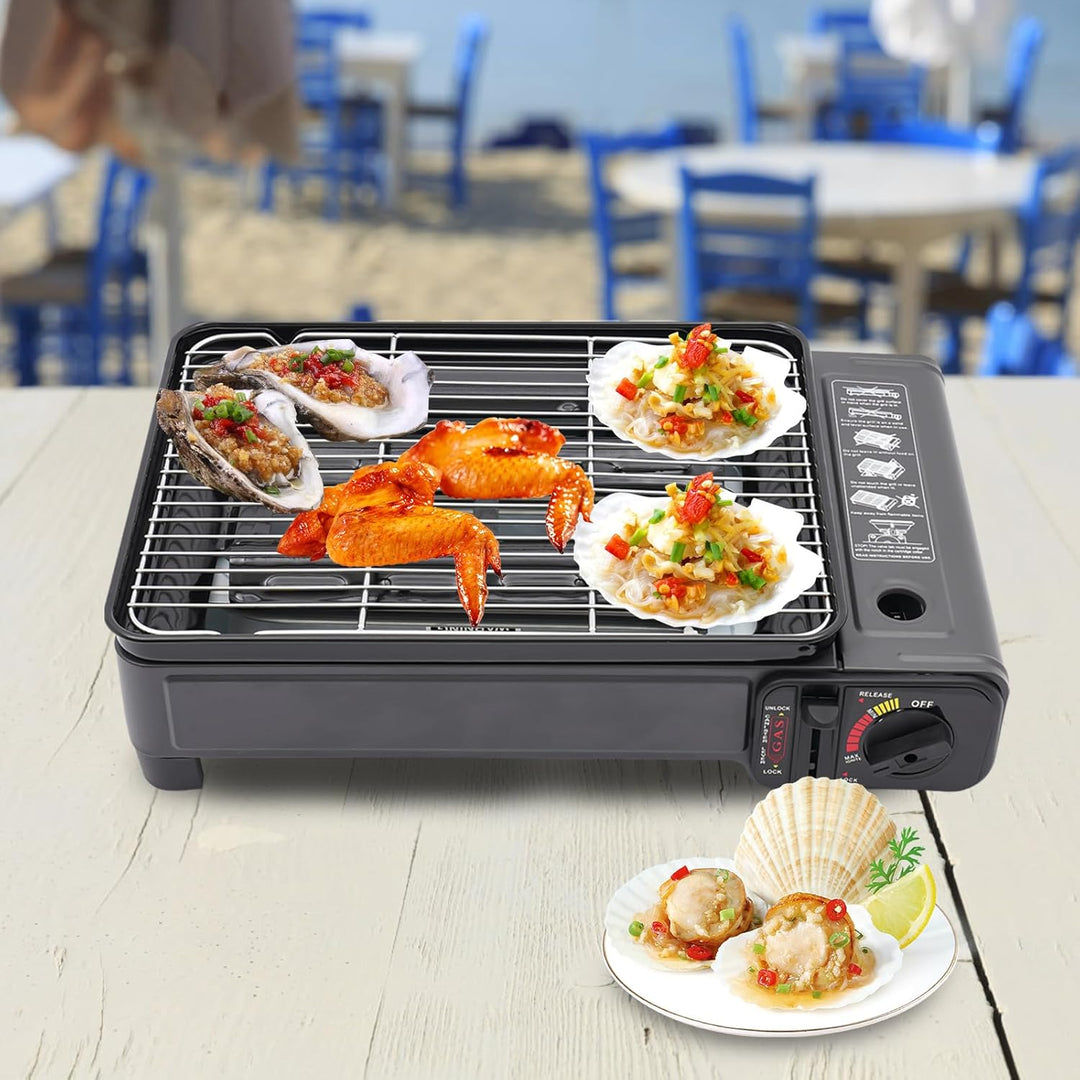 Grillkocher, Tragbarer Camping Grill Gasherd, Tragbarer Butan Gasherd, für Camping, Reisen, Trekking