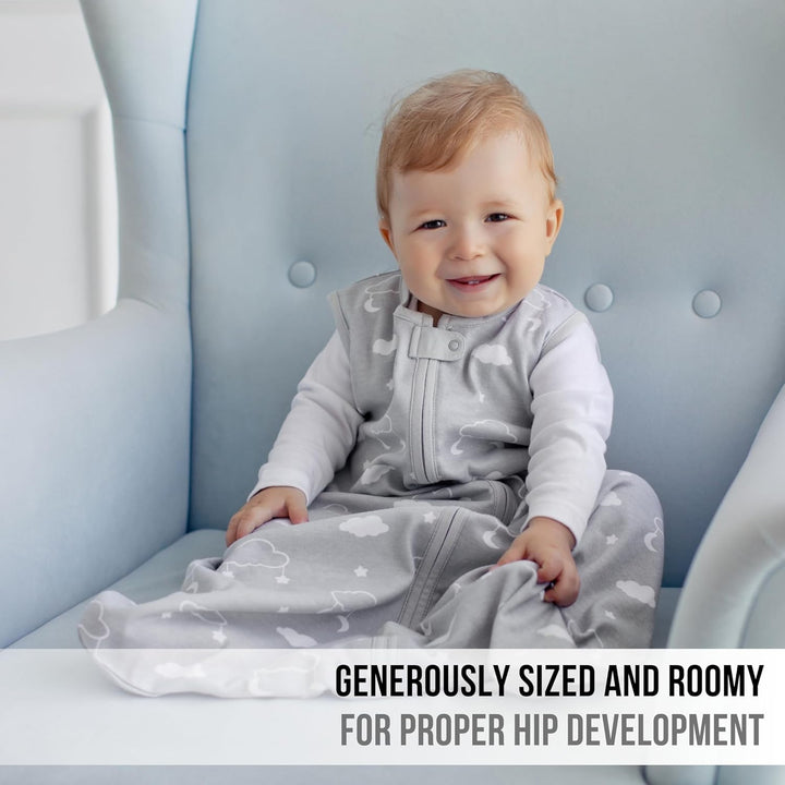 Baby Schlafsack 1.0 TOG, Bio-Baumwolle Baby tragbare Decke mit Zwei-Wege-Reissverschluss, Swaddle Tr