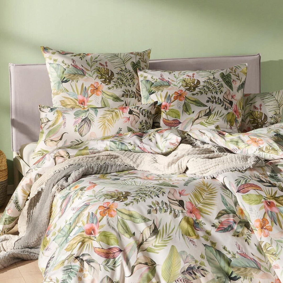 ESTELLA Mako Satin Bettwäsche Benice (grün 915, 1 x 40x80 + 1 x 80x80 + 1 x 155x220 cm) 1 x 40x80 +