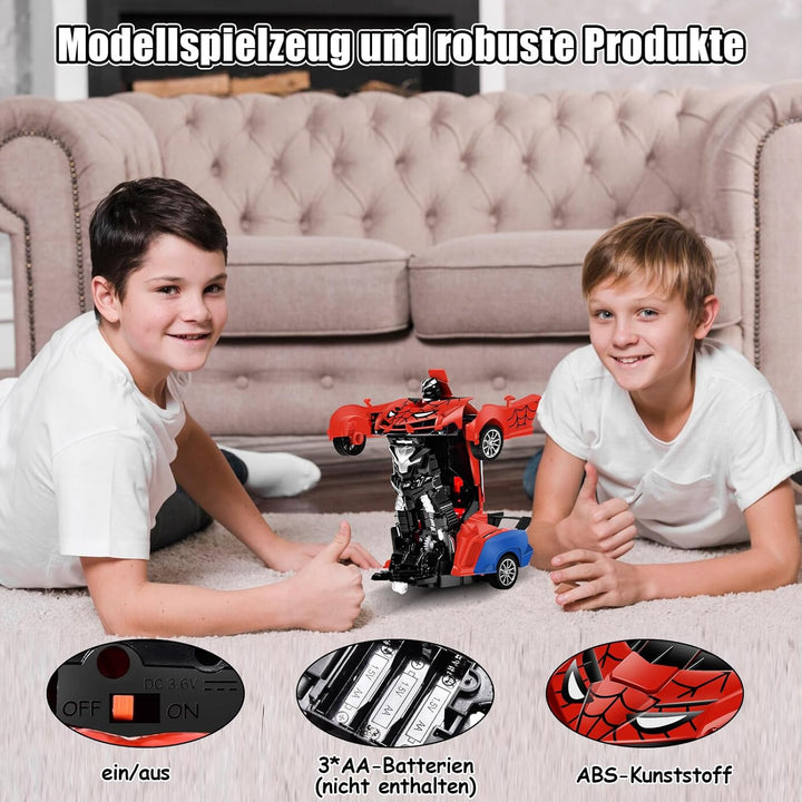 Ferngesteuertes Auto Roboter, Transformator Spielzeug für Junge Mädchen ab 3 4 5 6 7 8 9+ Jahre, RC