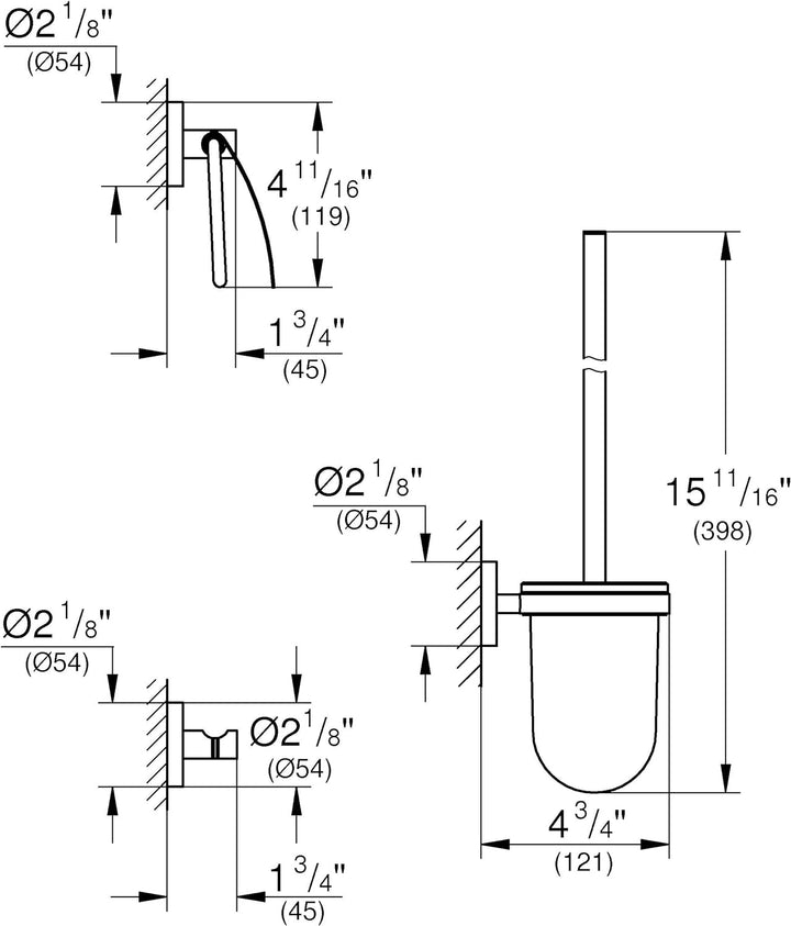 GROHE Essentials Bad-Accessoires (WC-Set 3 in 1, supersteel, Material: Glas / Metall) 40407DC1 Rund